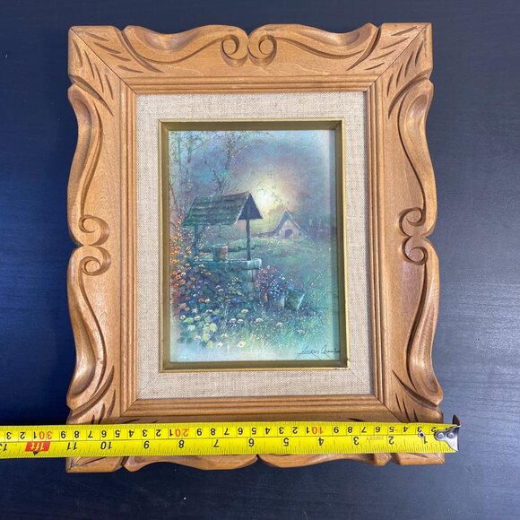 6 x 8 ANDRES ORPINAS Water Wishing Well Barn Print Wood Frame, Art Print, Vintag - Picture 7 of 10